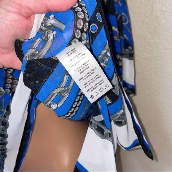 Michael Kors Chain Print Poncho Top MICHAEL Michael Kors blue and black - Picture 5 of 11
